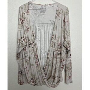 NOT FOR SALE Torrid Floral Taupe Wrap Super Soft Long Sleeve Top Size 2X